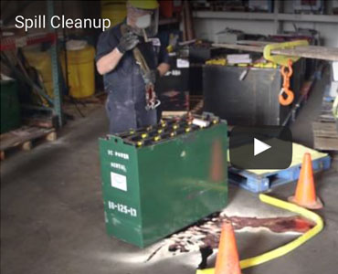 Cleaning up lead acid battery spill